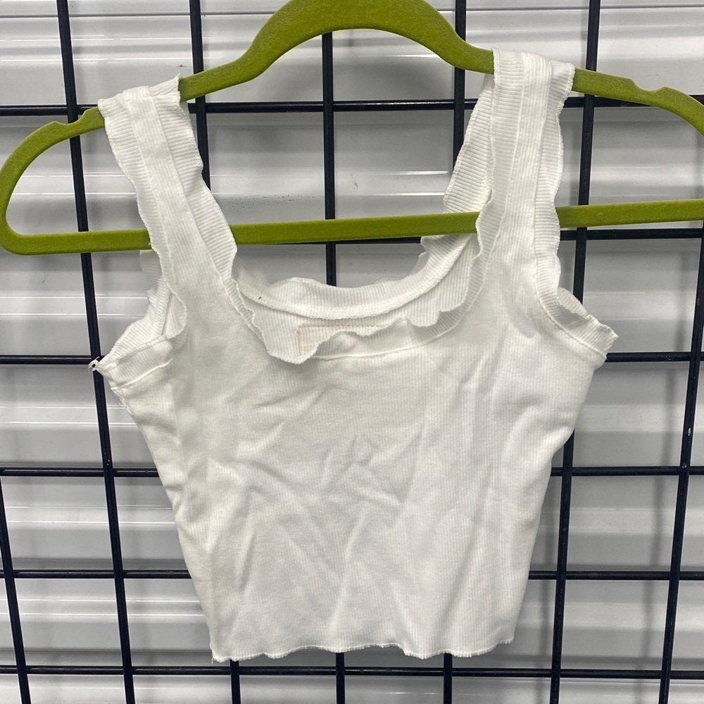SHEIN White Ribbed American Flag Patch Crop Tank - Picture 2 of 3